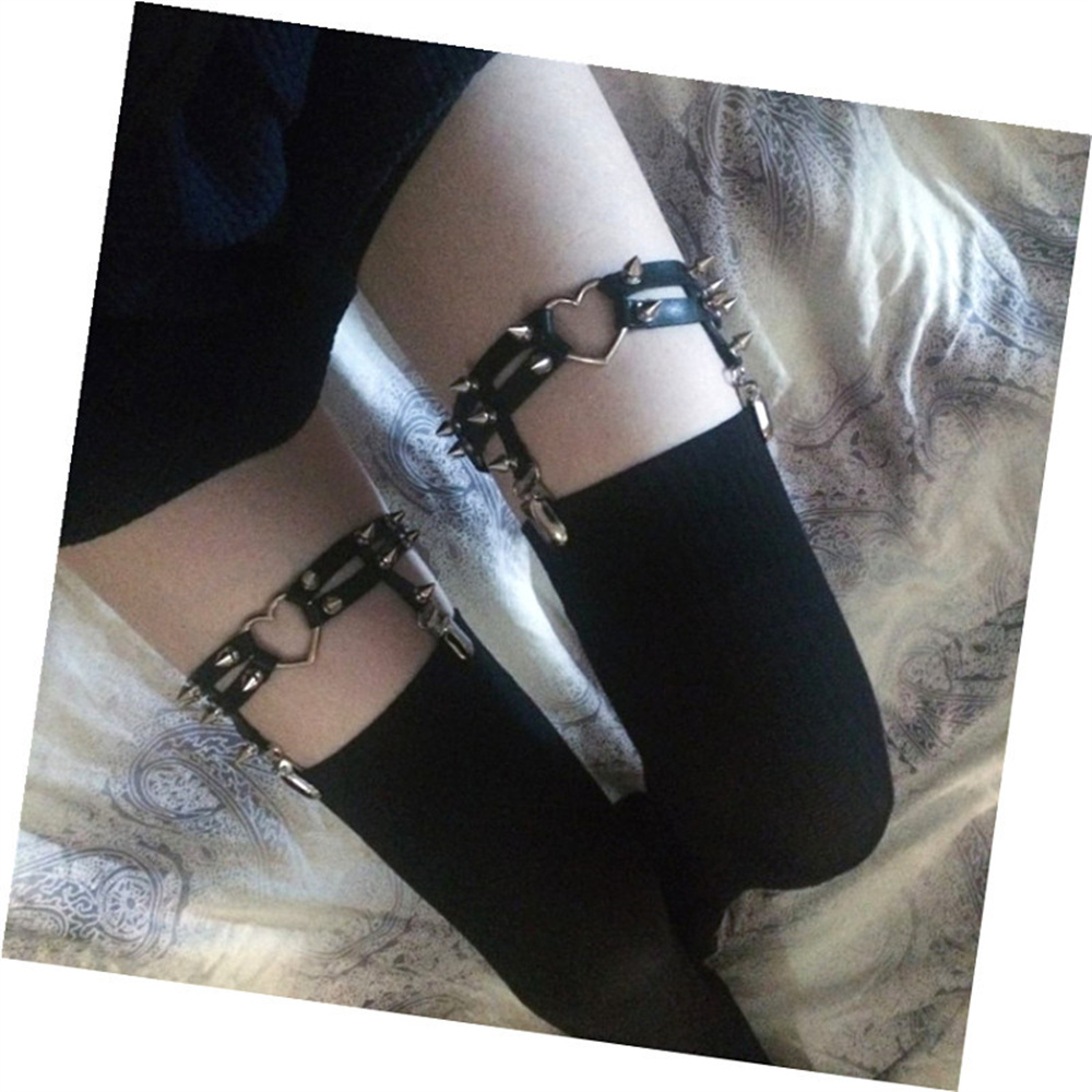 1Pcs Women Punk Goth Heart PU  - огляд і ціна Garter Belt Set