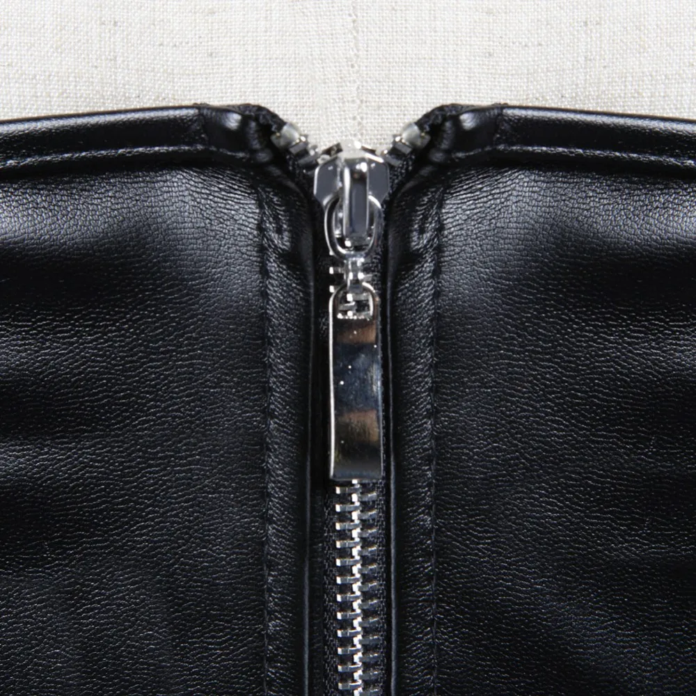 Black Short Zipper PU Faux Lea - огляд і ціна Corset Waist Cinch